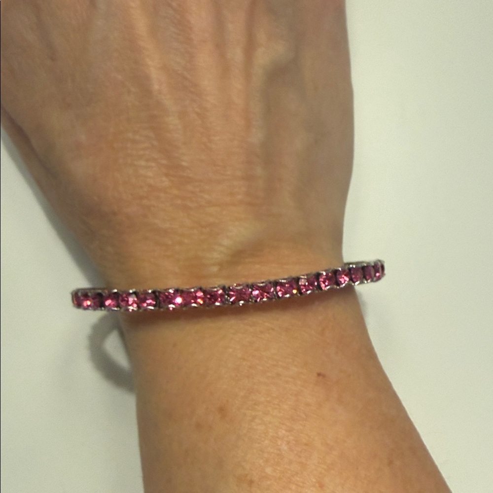Touchstone Crystal Pink and Silver Stretch Bracelet
